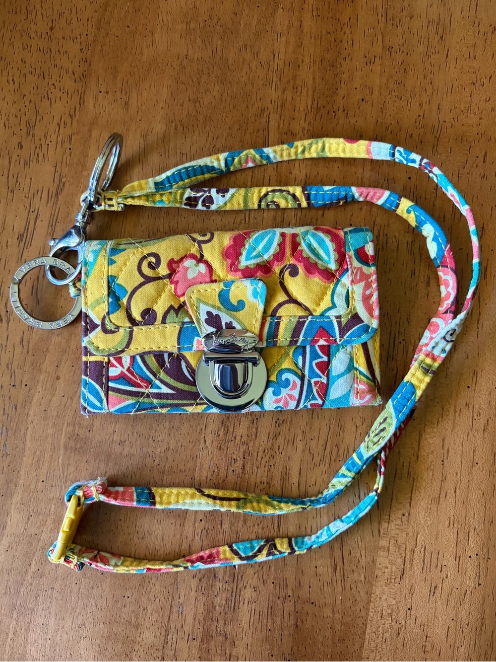 Vera Bradley Lanyard and Wallet Provencal Quilted Paisley Yellow Pattern
